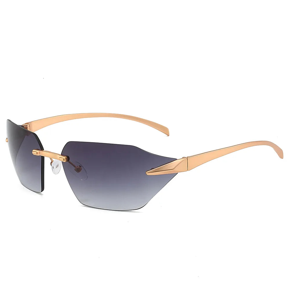 Vista Barcelona rimless sunglasses gold-tone alloy frames lightweight UV protection fashion adults