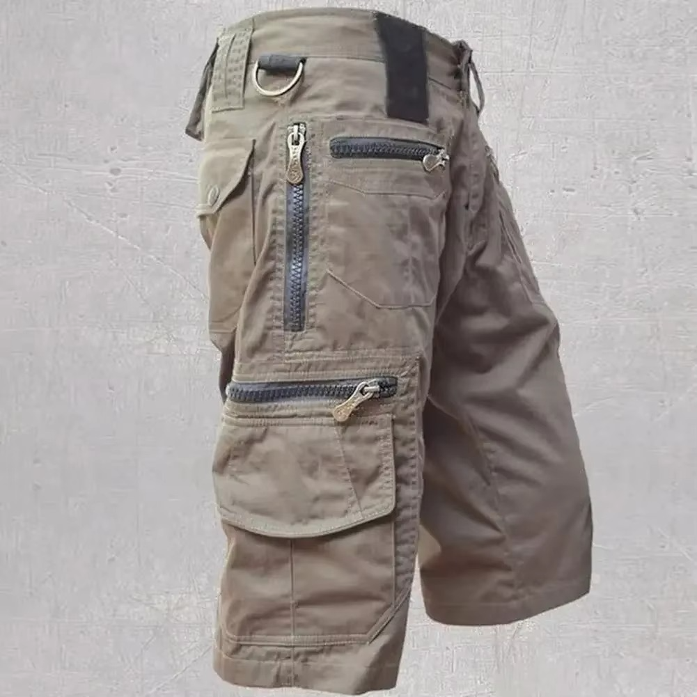 Men's tactical cargo shorts straight fit multi-pocket military-inspired design for outdoor adventures