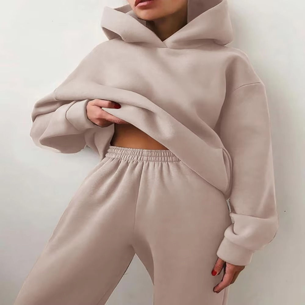 Women's oversized hoodie and jogger tracksuit set soft cotton lounge coordinated casual comfort