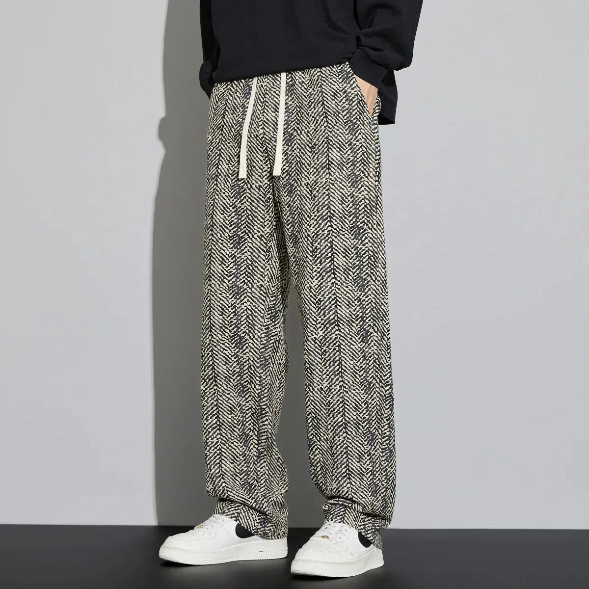 Men's beige linen relaxed fit pants with drawstring waist and side pockets for all-day comfort