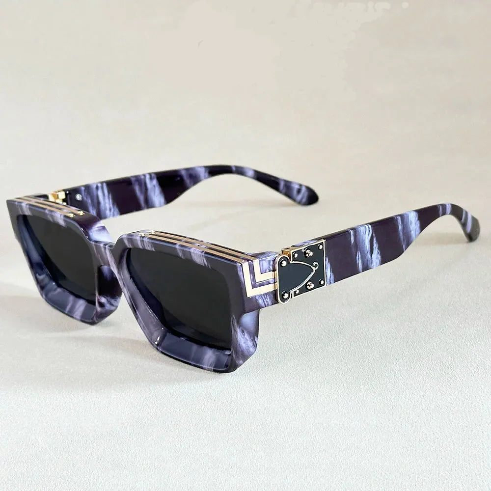 Monza angular oversized square-frame retro sunglasses with UV-protective scratch-resistant lenses streetwear