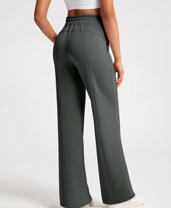 Women's loose fit high waist flare yoga pants breathable soft knit fabric ankle length