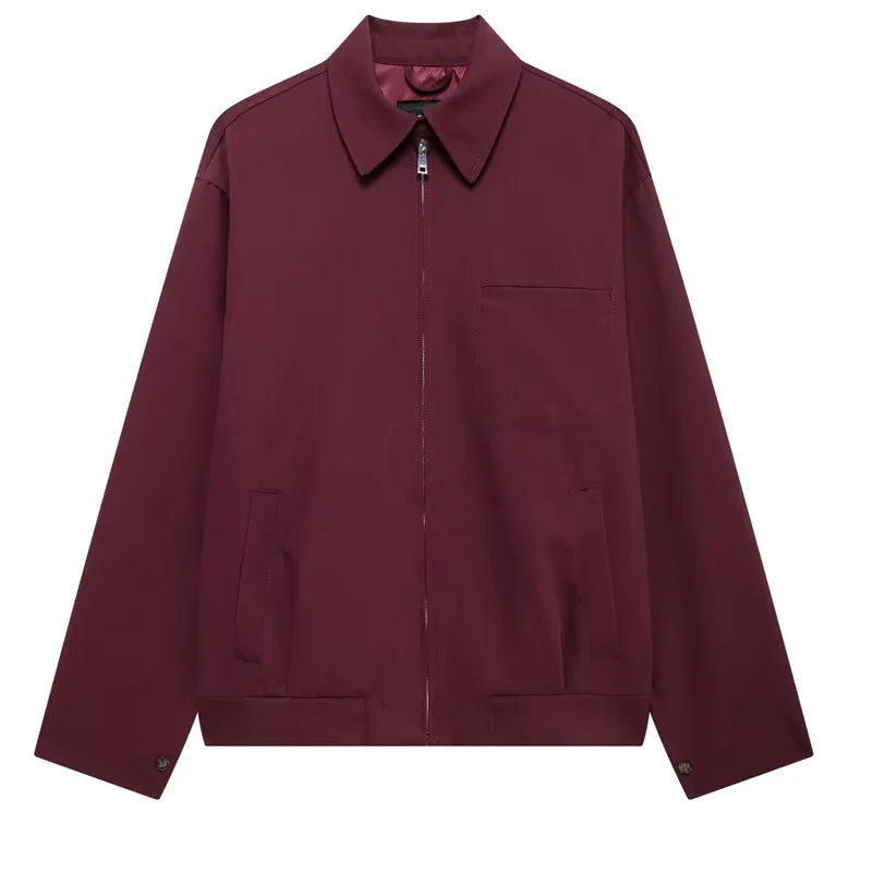 Women's minimalist bomber jacket sleek tailored silhouette smart casual everyday versatile style