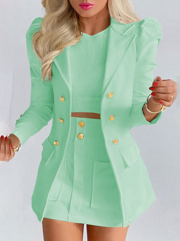 Women's tailored floral print blazer and skirt coord set, polished two-piece workwear silhouette