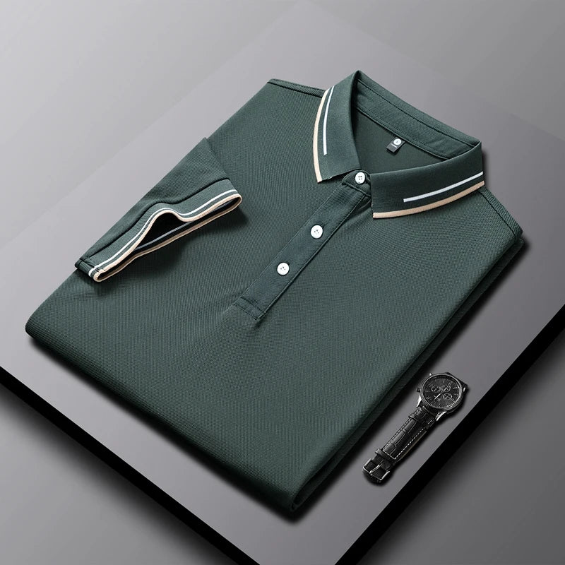 Men's light blue AeroKnit tailored polo shirt with breathable textured knit weave for cool comfort