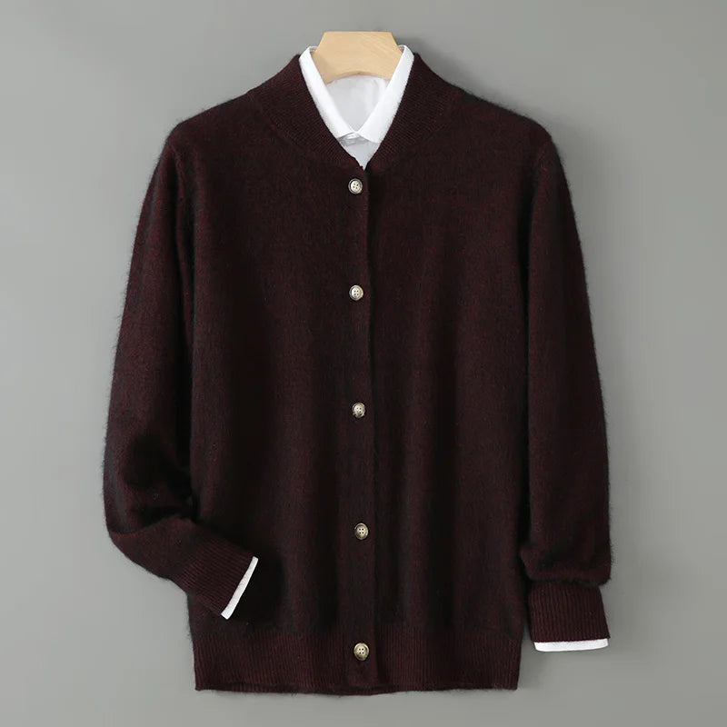 Men's structured front button cardigan in neutral tones, versatile knitwear for everyday casual layering