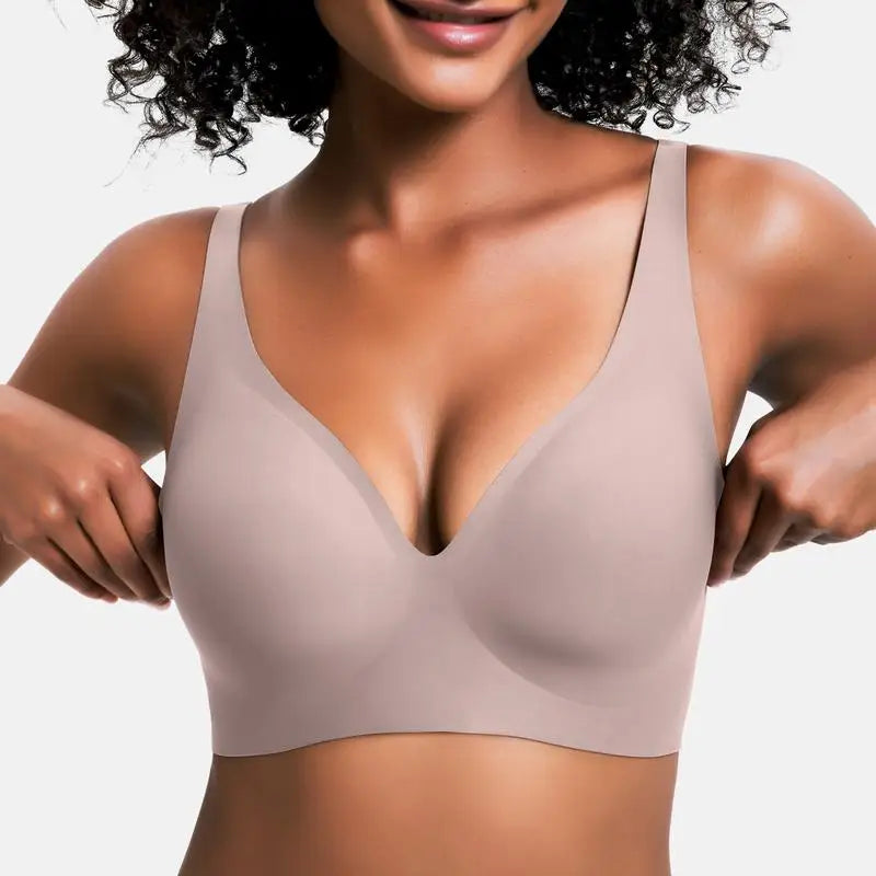 Caroline wireless push-up bra deep V-neck seamless lift all-day comfort bralette for women