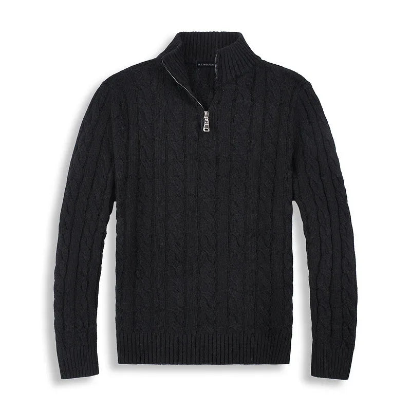 Men's ivory cable knit half-zip sweater with breathable cotton blend and classic layering fit