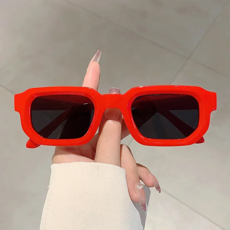 Rena set of 7 rectangular vintage unisex sunglasses retro modern festival styles multicolor frames