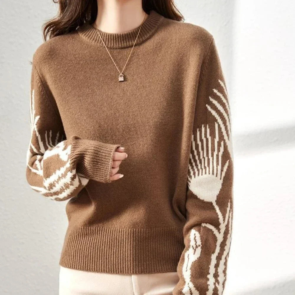 Soft knit sweater bold Y2K graphic print relaxed fit breathable fabric fashion-forward style