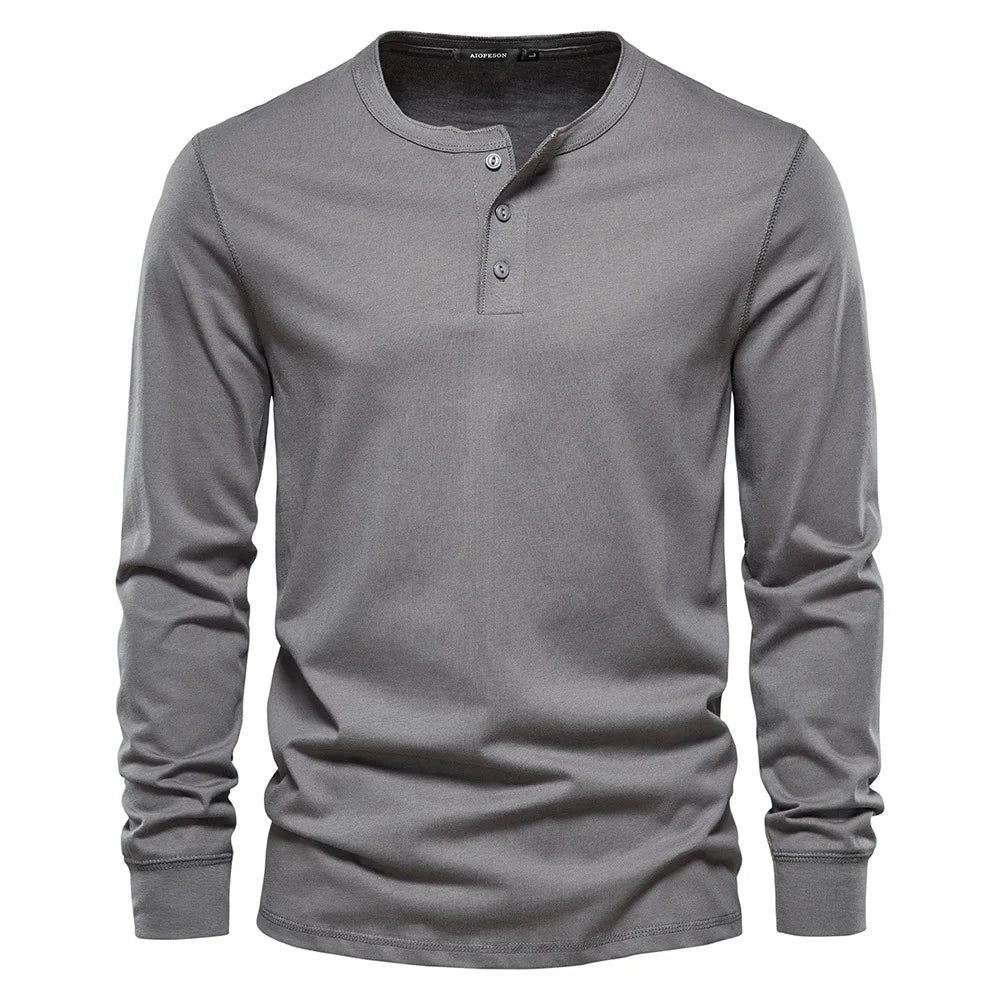 Christopher men's long-sleeve henley shirt relaxed fit classic button-up neckline soft breathable fabric