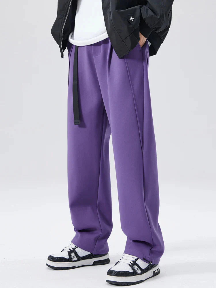 Men's relaxed fit fleece sweatpants in neutral tone with belted waist for cozy everyday comfort