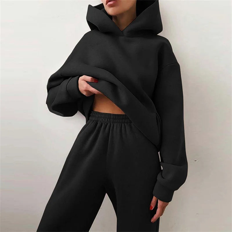 Oversized tracksuit set hoodie and sweatpants ultra-soft cotton blend unisex loungewear streetwear