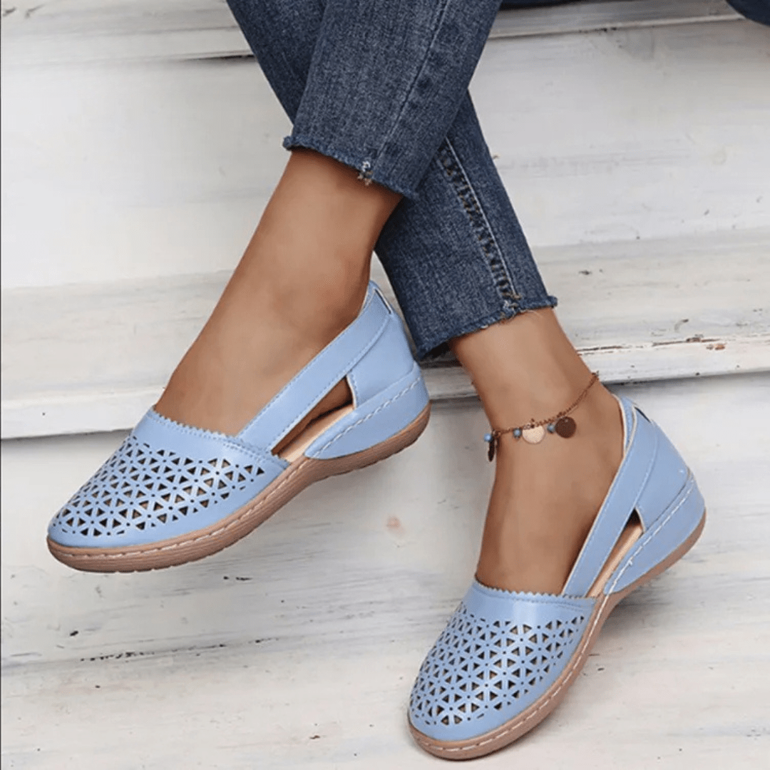 Women's nude slingback shoes with breathable cutout upper and cushioned insole for all-day comfort