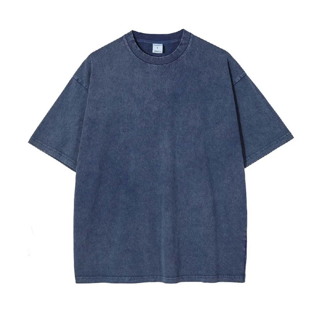 Vintage washed distressed oversized cotton t-shirt drop shoulder loose unisex casual tee