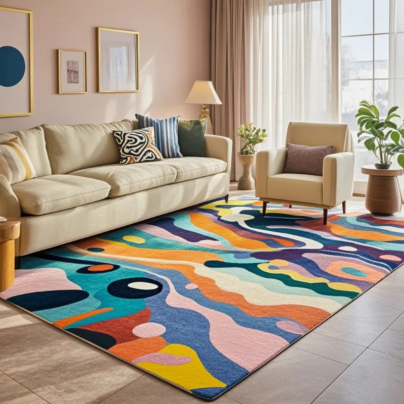 Dopamine velvet plush carpet rug dirt-resistant hand washable floor mat for modern living rooms