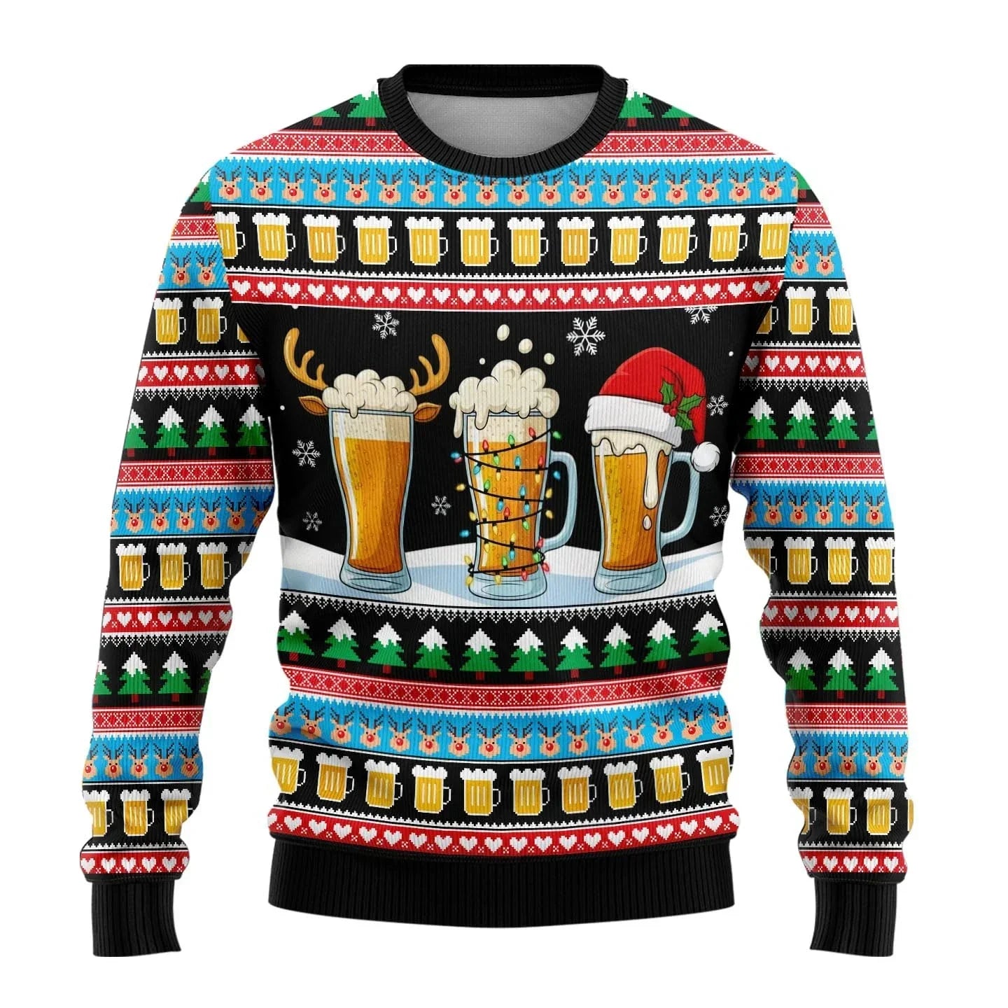 Men's red Christmas knit sweater with playful snowman print, cozy classic silhouette for holiday gatherings