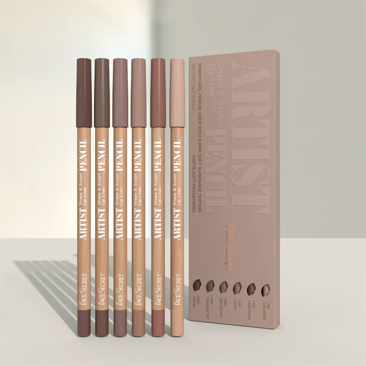 Lineage waterproof lip pencil set 18 shades sharpenable tip precision liner all-day wear