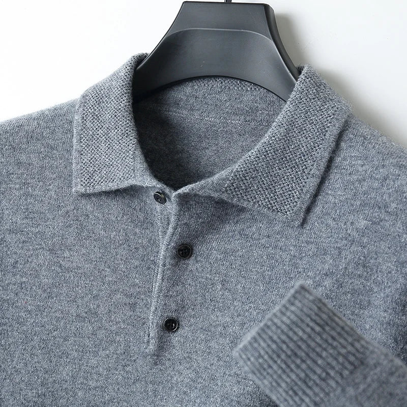 Men's ivory merino wool polo shirt classic collar lightweight breathable TrueWool everyday staple