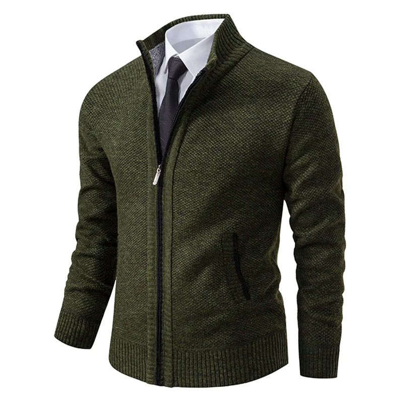 Men's slim fit fleece vest stand collar full zip warm layering cold weather essential