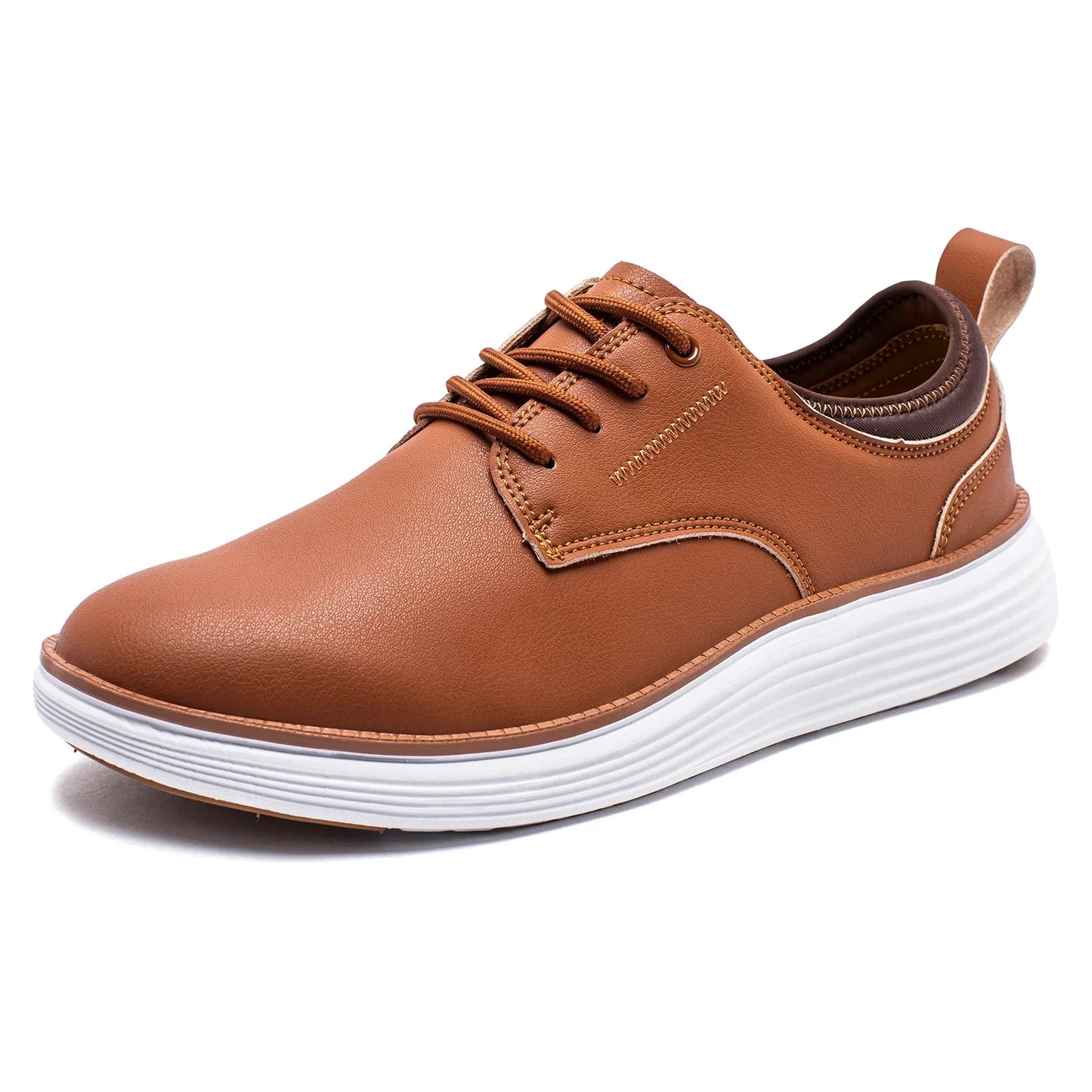 Norvan leather oxford sneakers in neutral tones, business casual style with polished silhouette