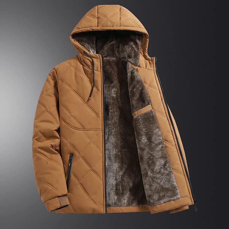 Freddie unisex quilted hooded jacket relaxed hip-length fit with fleece lining for casual wear