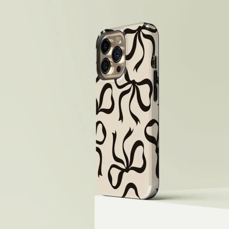Bowcrest petite iPhone case soft-touch matte finish with dainty bow design, MagSafe compatible protective cover