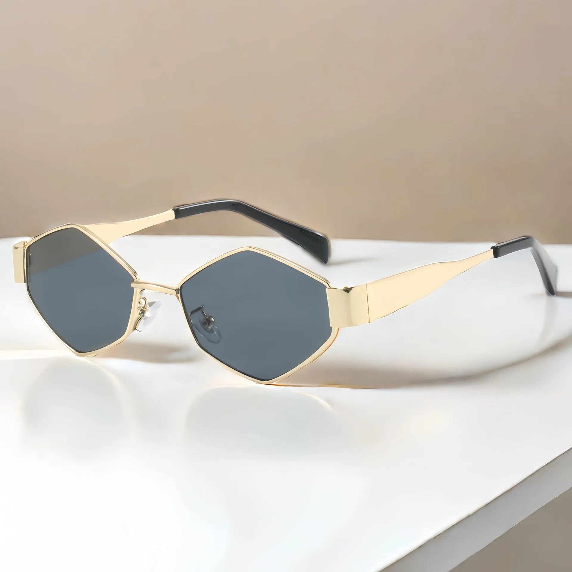 Gianna bold geometric sunglasses wide gold accent frame UV protection for fashionable women