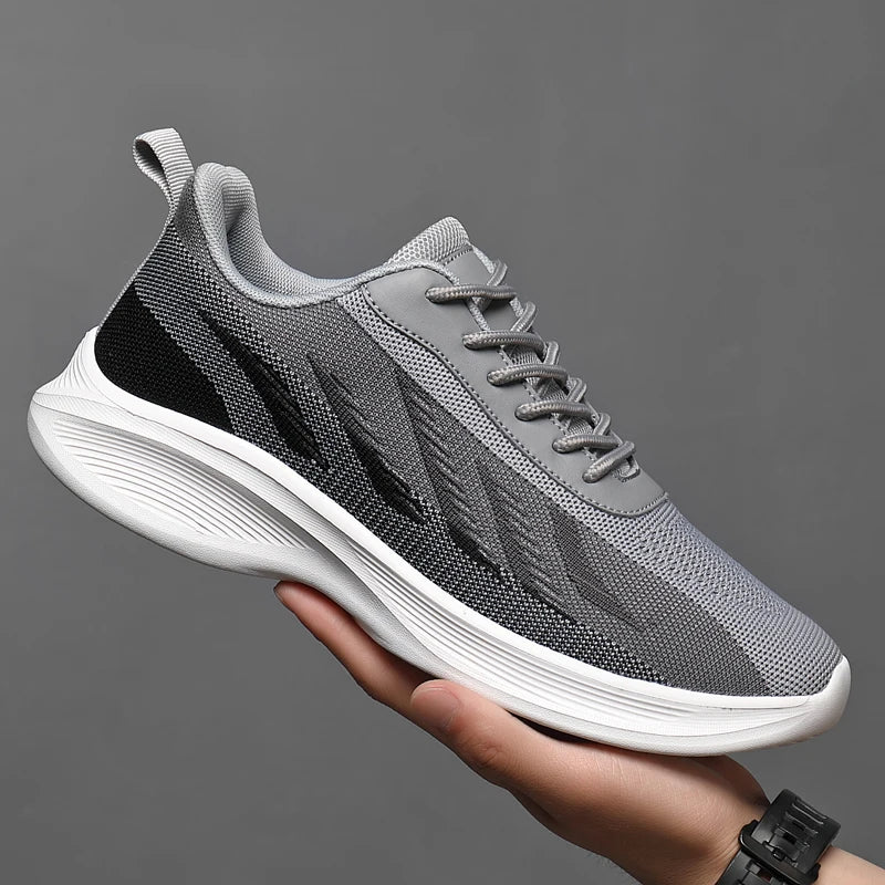 Men's lightweight mesh lace-up running shoes in neutral tones with cushioned insole for all-day comfort