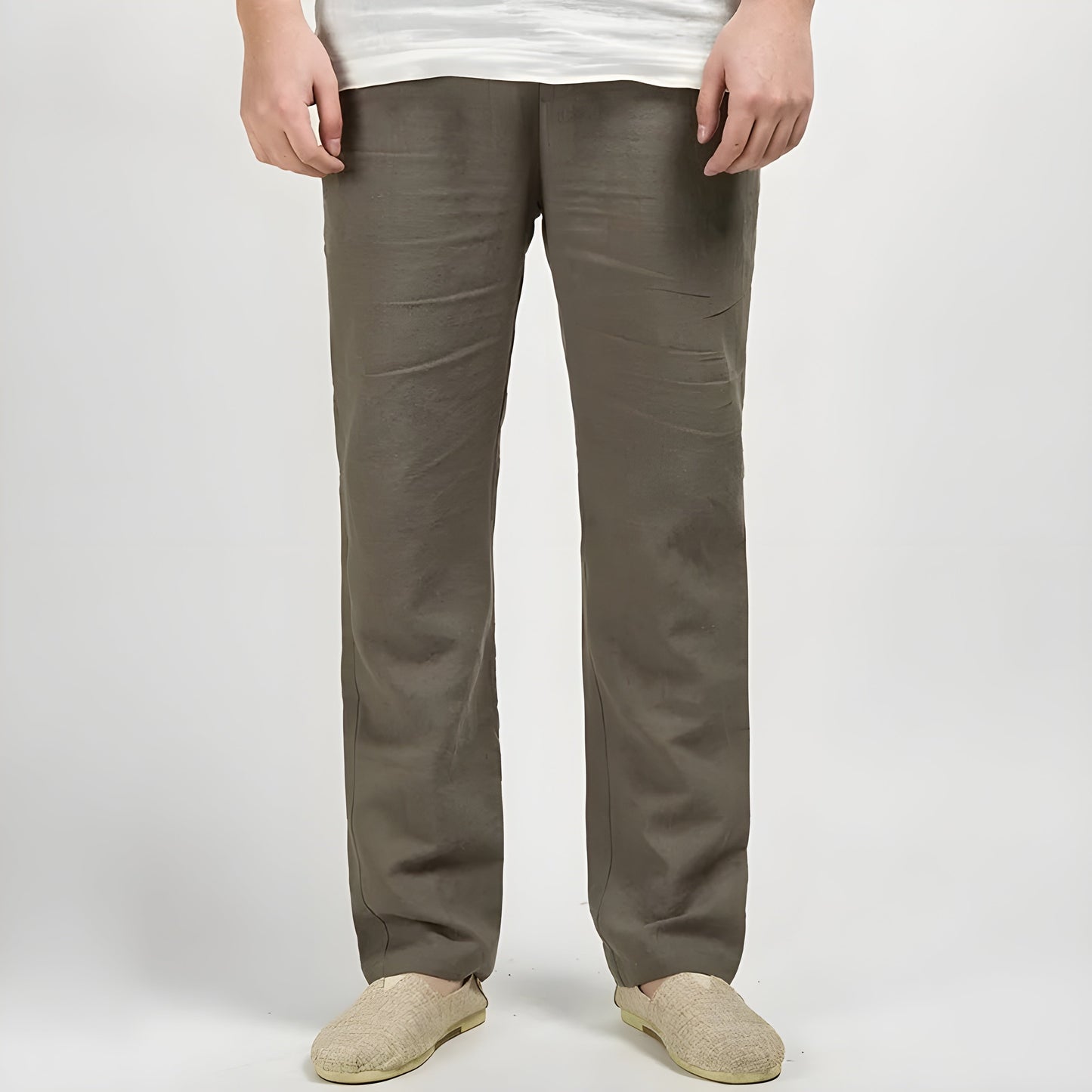 Hampton linen pants straight-cut ankle-length cotton-linen blend smart casual breathable trousers