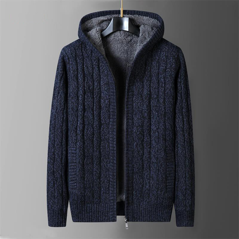 Men's wool knitted sweater refined silhouette fully lined interior cold weather premium style
