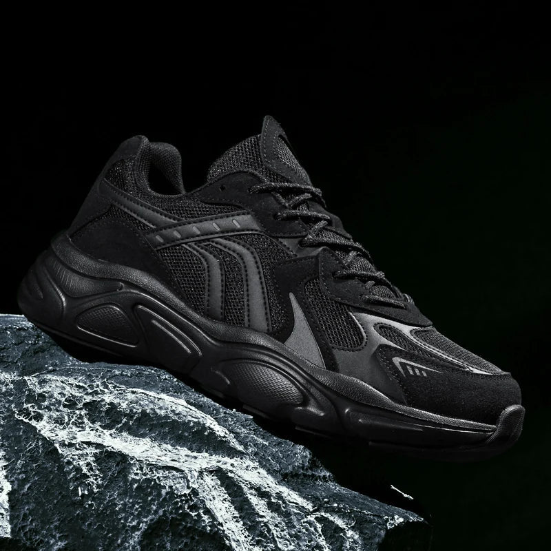 Men's retro chunky suede mesh sneakers in bold street style with EVA cushioned insole by TrendAura