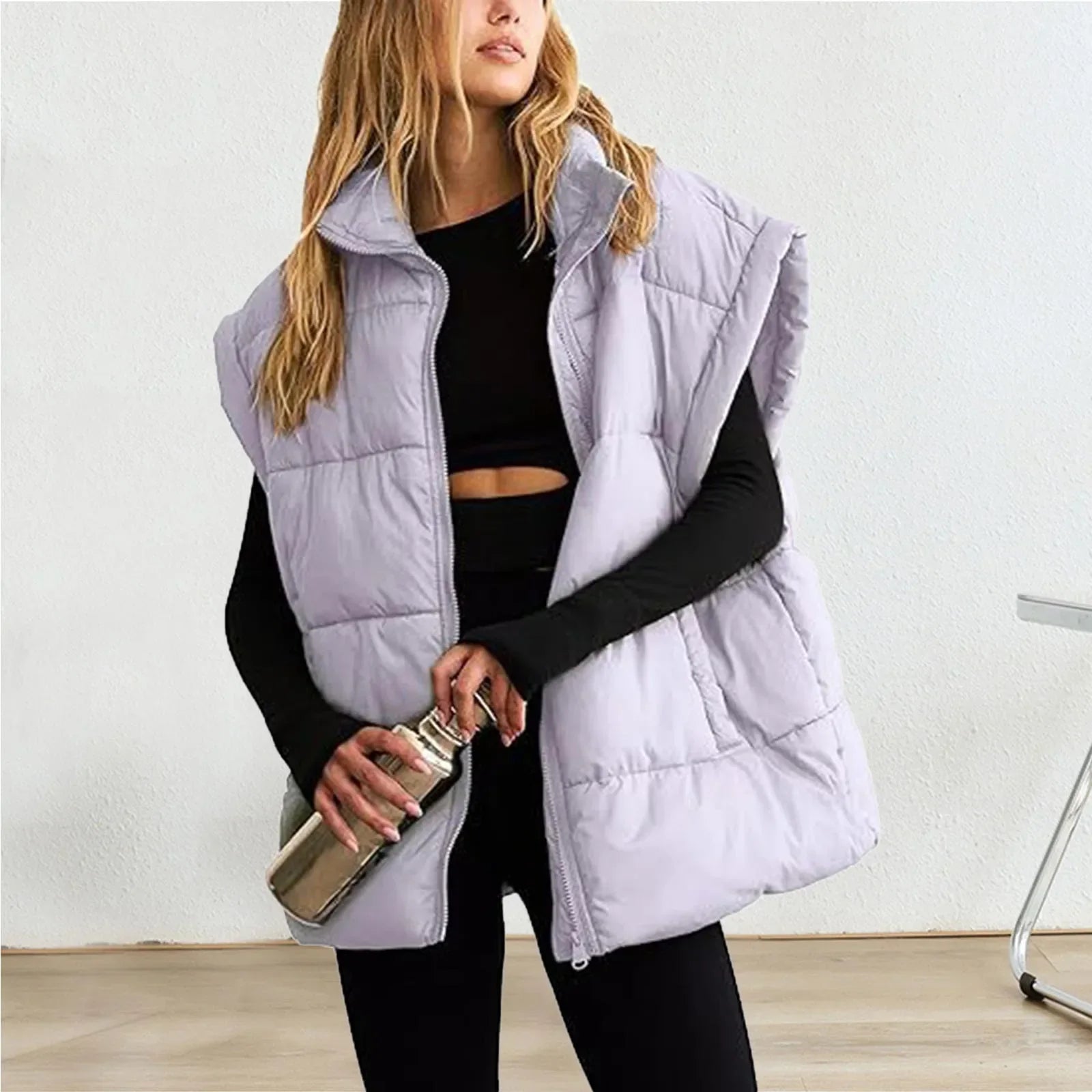 TrendAura puffer down vest cold weather layering thick warm padding modern silhouette outdoor style