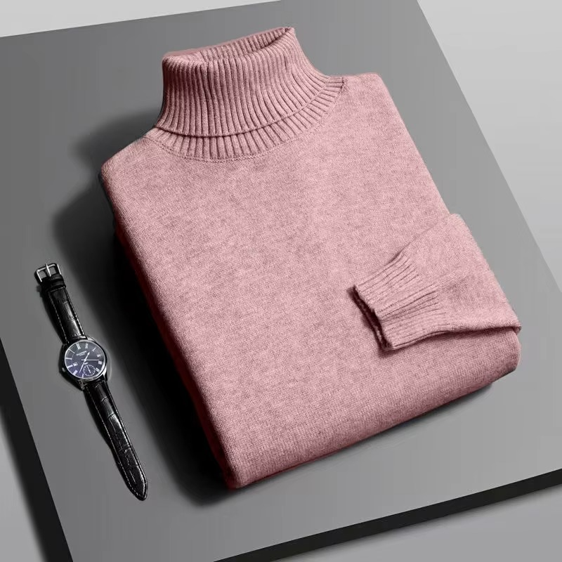 Men's slim fit knitted turtleneck sweater long sleeve anti-pilling acrylic blend everyday warmth