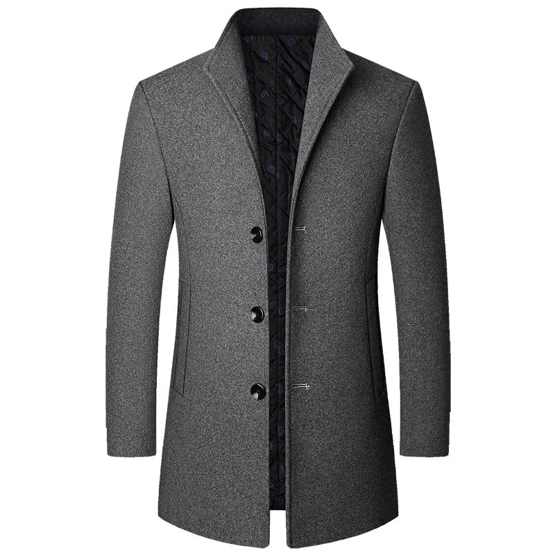 Mason men's long tailored overcoat with classic button closure, structured silhouette for modern style