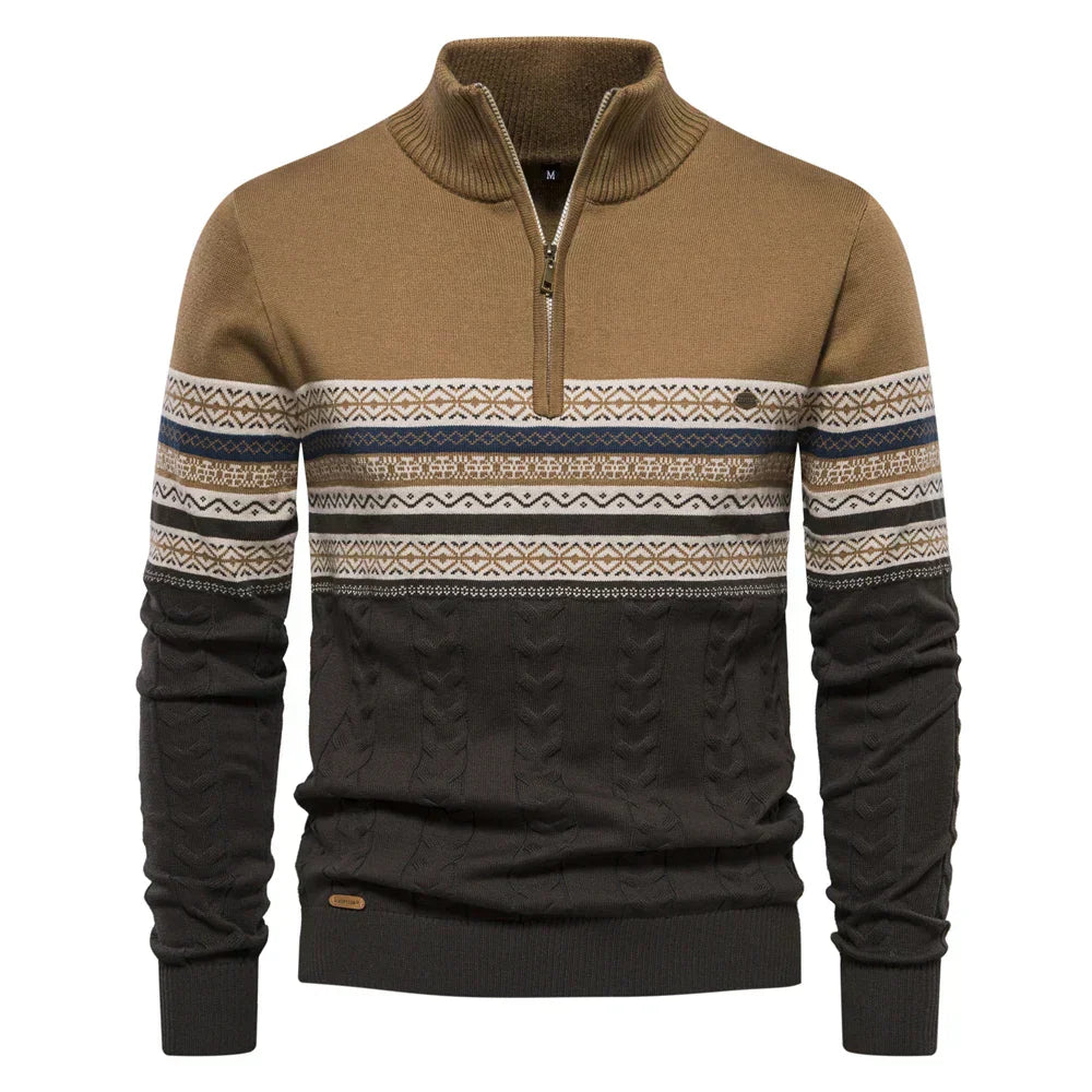 Men's neon pullover sweater loose fit soft fabric ethnic pattern streetwear casual style
