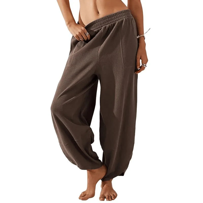 Women's wide-leg trousers lightweight breathable elastic waist relaxed silhouette spring autumn fashion