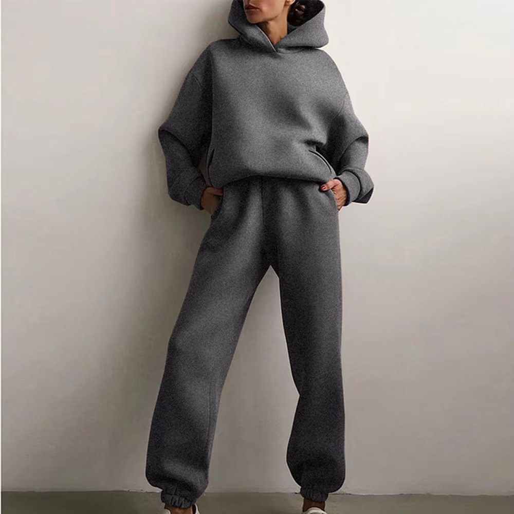 Women's cotton tracksuit set oversized hoodie matching joggers relaxed lounge fit soft everyday comfort