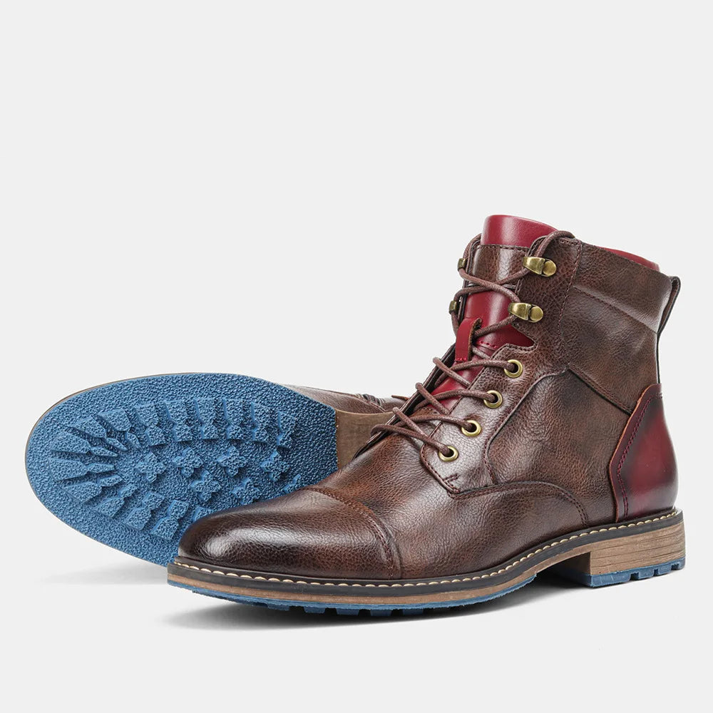 Men's Urbann Vibe Garrison cap toe boot rugged weather-resistant upper blue rubber outsole