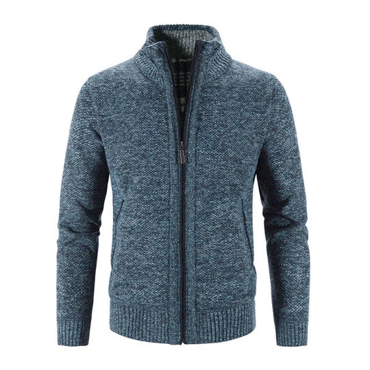 Beige cotton knit fleece jacket casual relaxed fit soft layering essential for everyday comfort