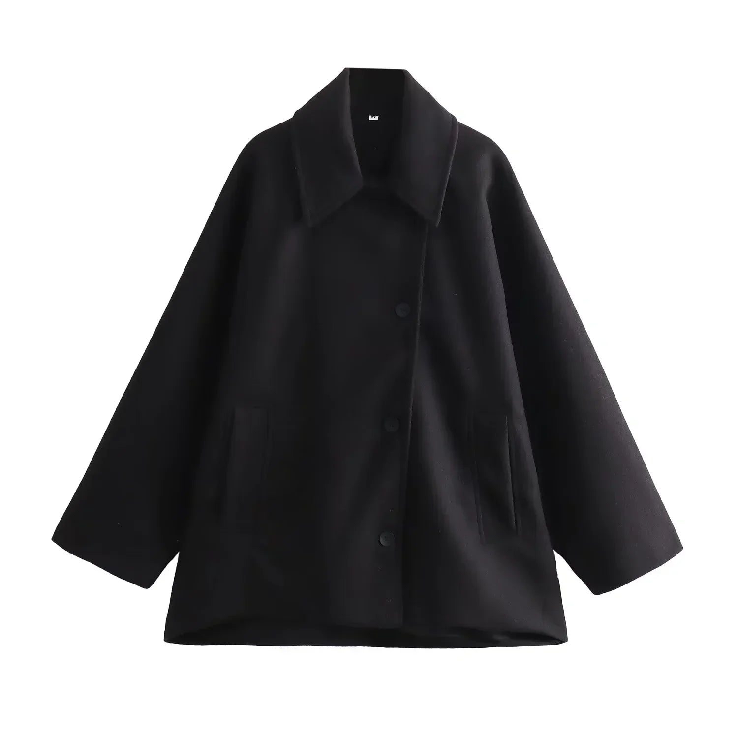 Women's oversized winter coat in neutral tone, relaxed silhouette with premium insulation for chic layering