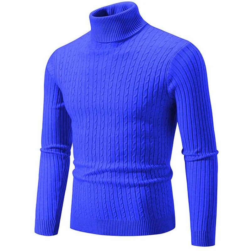Men's gray ribbed turtleneck sweater tailored fit soft breathable knit ideal for layering