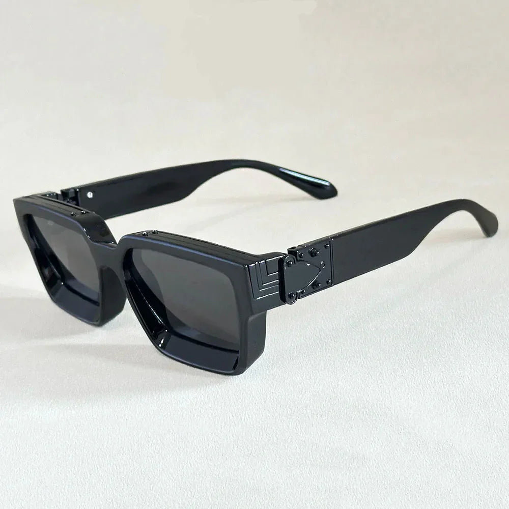 Monza angular oversized square-frame retro sunglasses with scratch-resistant UV protection lenses