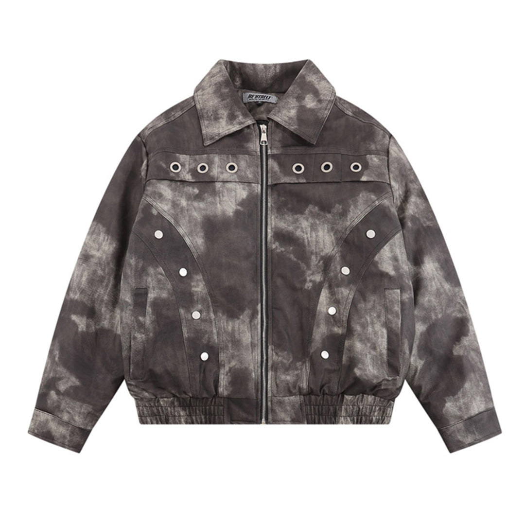 Retro cloud pattern lined jacket vegan suede finish buttoned cuffs warm nightlife style