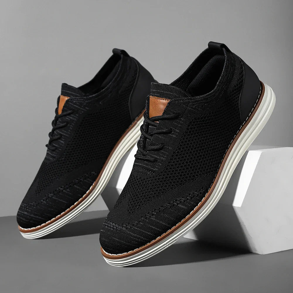 Men's Arlo knit sneakers breathable woven upper with leather accents smart-casual style