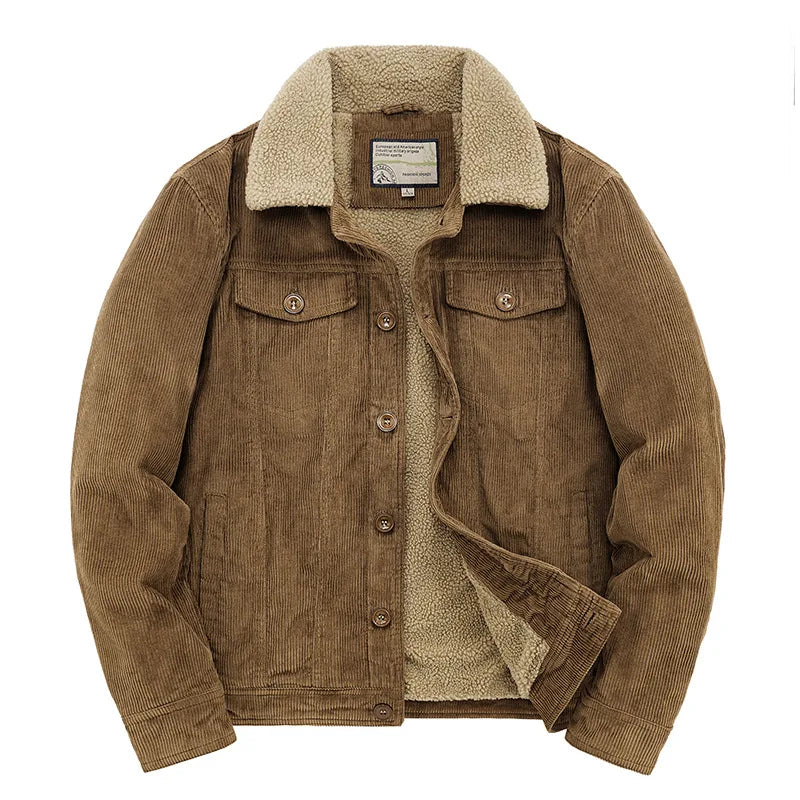 Men's quilted cotton windbreaker short parka with corded finish, warm casual windproof jacket