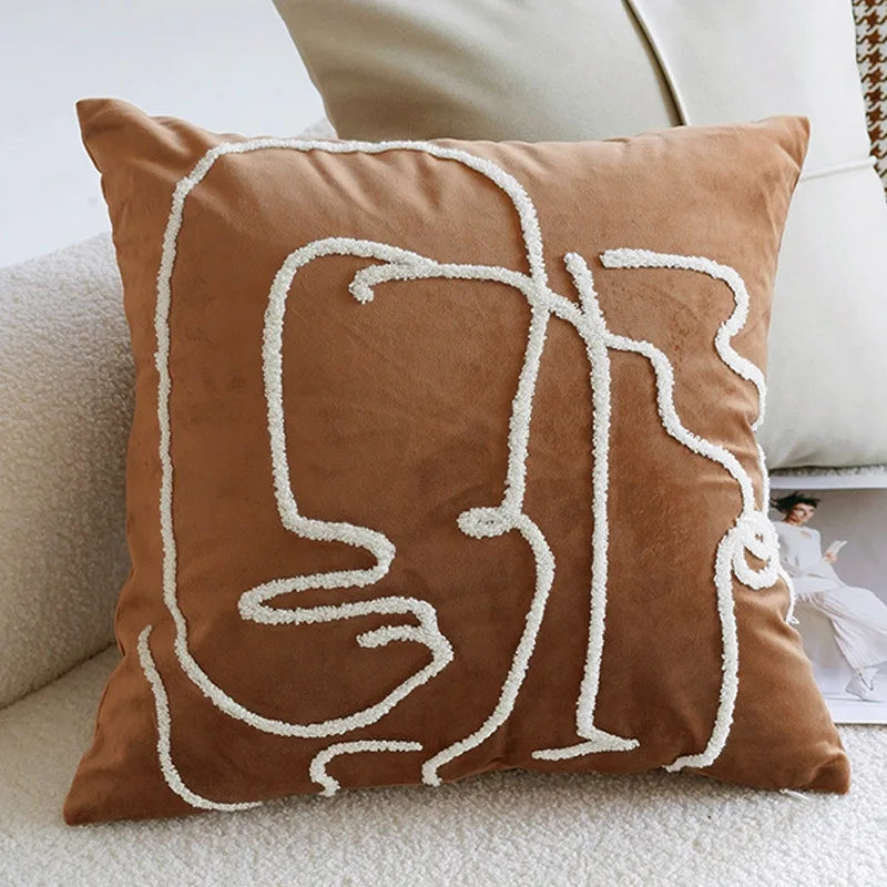 Bohemian Nordic fusion pillow covers two-pack, minimalist artful design for living room sofa decor