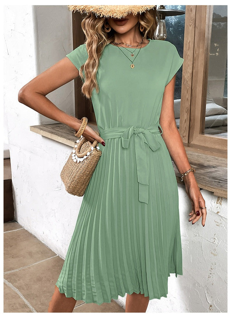 Farrah women's pleated A-line dress elegant summer style flattering comfortable fit