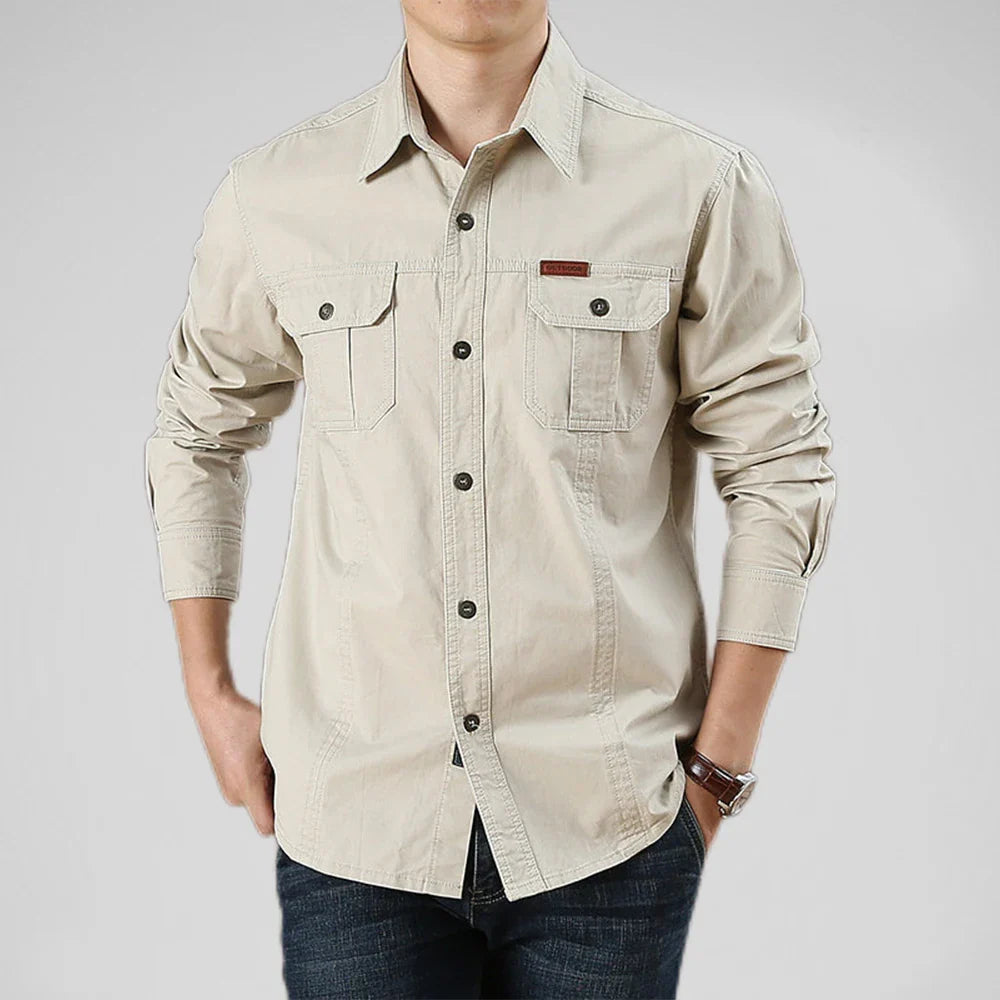 Gavin men's utility work shirt, durable fabric, relaxed fit, multiple chest pockets for tradesmen