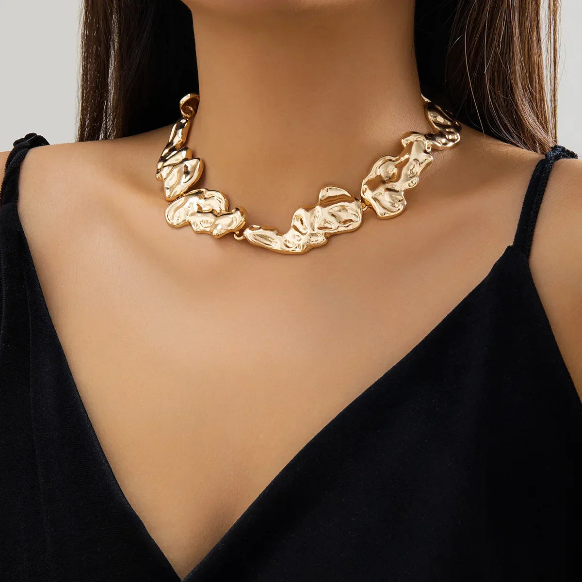Molten Elegance abstract jewelry set gold silver lightweight organic sculptural links statement pieces
